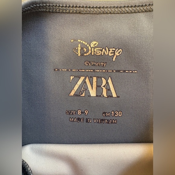 Disney x Zara Mickey Mouse Grey Pink Cute Short Sleeve Cropped Tee size 8-9 - Picture 2 of 3